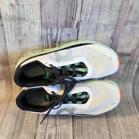 ON Cloudmonster White/Green Sneakers Mens Size 12