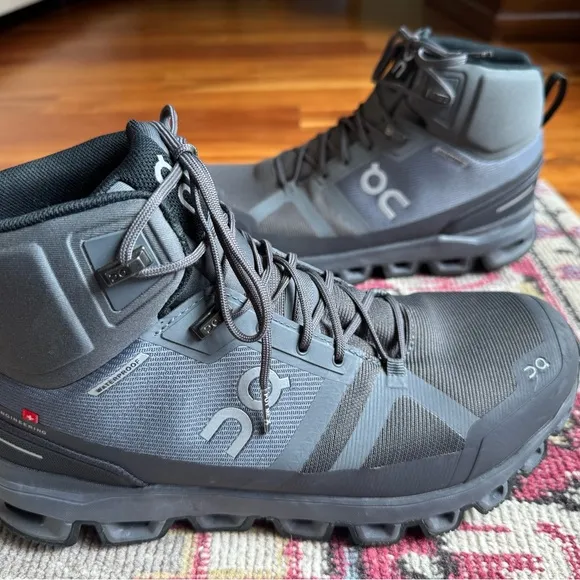 On Cloudrock Trek Waterproof Gray Black Shoes with CloudTec Technology