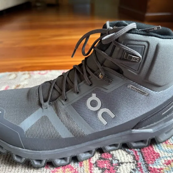 On Cloudrock Trek Waterproof Gray Black Shoes with CloudTec Technology