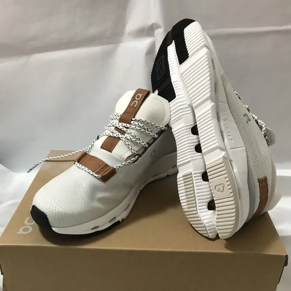 👟O.N Running Cloudnova Women Shoes White Pearl