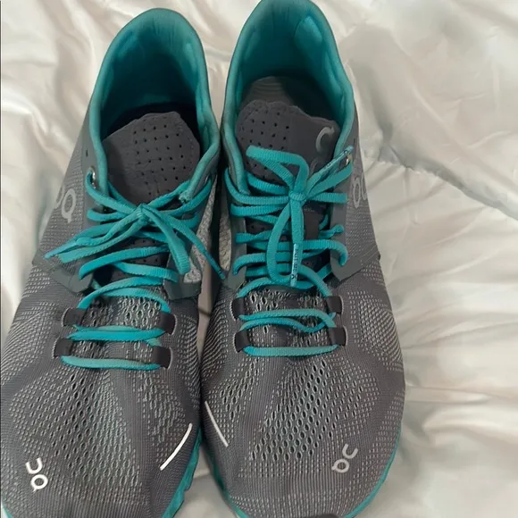 ON Running Gray and Teal Athletic Shoes