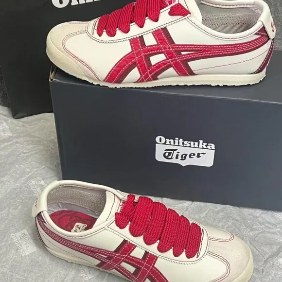 Onitsuka Tiger white and red flat sports shoes