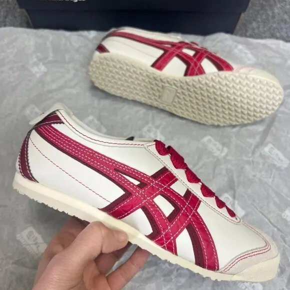 Onitsuka Tiger white and red flat sports shoes