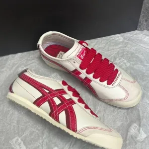 Onitsuka Tiger white and red flat sports shoes