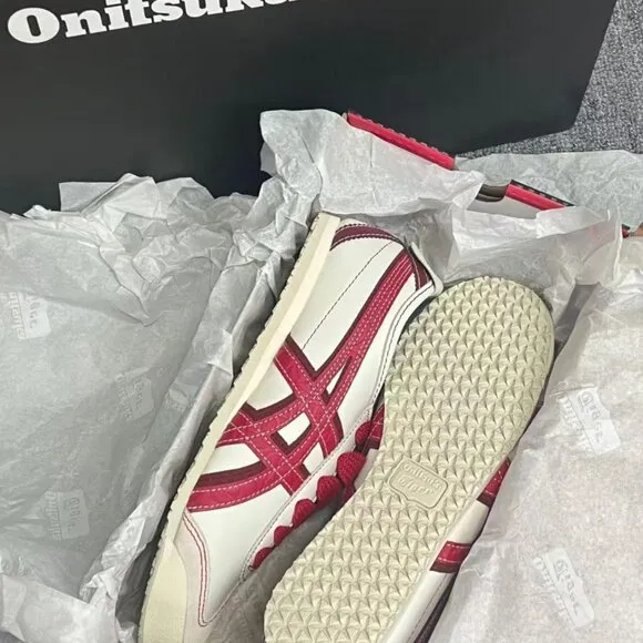 Onitsuka Tiger white and red flat sports shoes