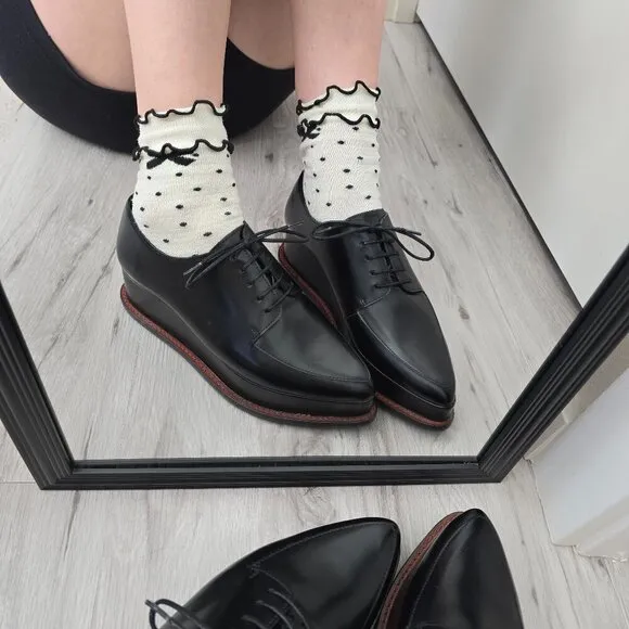 Open Ceremony | Eleanore black leather streetwear platform Oxford shoes WMS 6.5