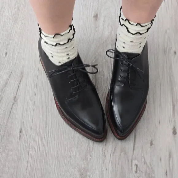 Open Ceremony | Eleanore black leather streetwear platform Oxford shoes WMS 6.5