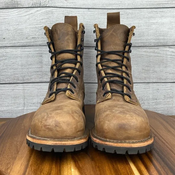 Origin USA The Origin Work Boot 8 inch Big Lug Whiskey Brown Leather Mens 11.5 D