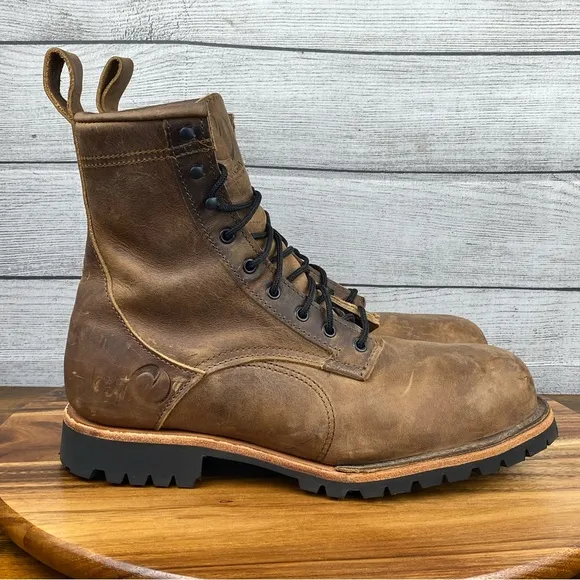 Origin USA The Origin Work Boot 8 inch Big Lug Whiskey Brown Leather Mens 11.5 D