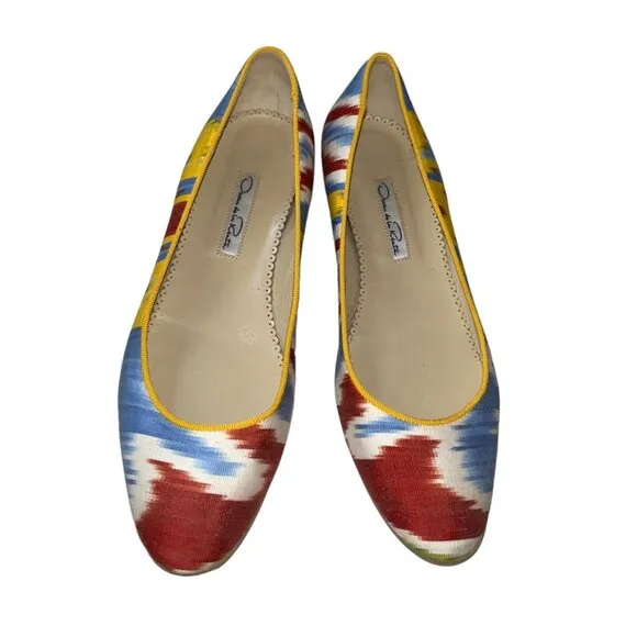 Oscar de la Renta INCREDIBLE SILK IKAT ballet flats shoes 7.5