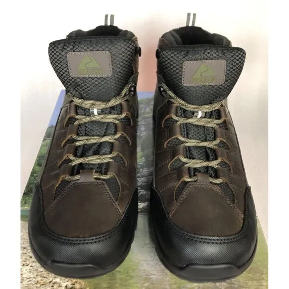 Ozark Trail Men's Meadows Waterproof Brown Leather Hiking Work Boots Size 9.5