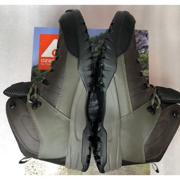 Ozark Trail Men's Meadows Waterproof Brown Leather Hiking Work Boots Size 9.5