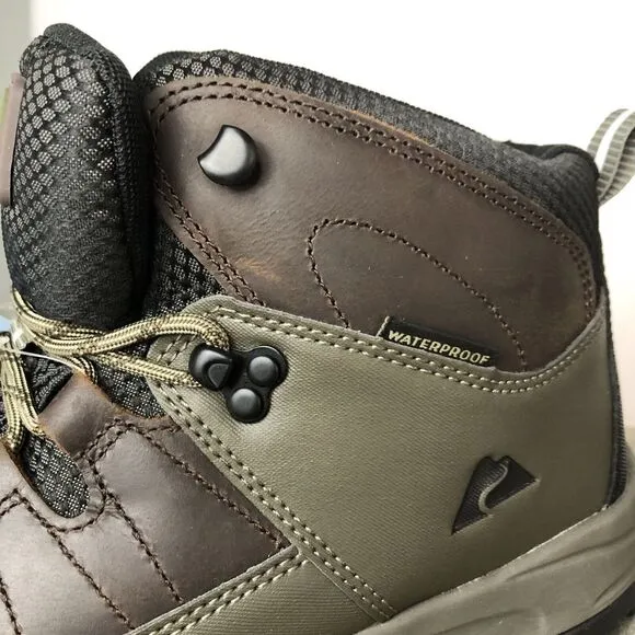 Ozark Trail Men's Meadows Waterproof Brown Leather Hiking Work Boots Size 9.5