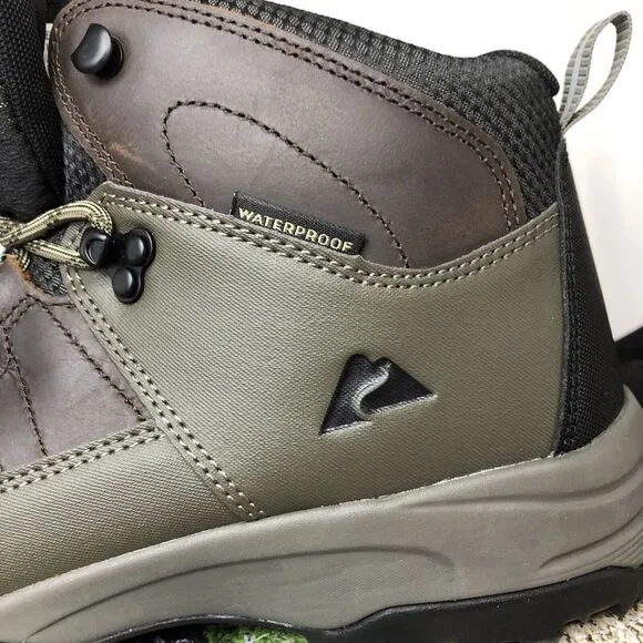 Ozark Trail Men's Meadows Waterproof Brown Leather Hiking Work Boots Size 9.5