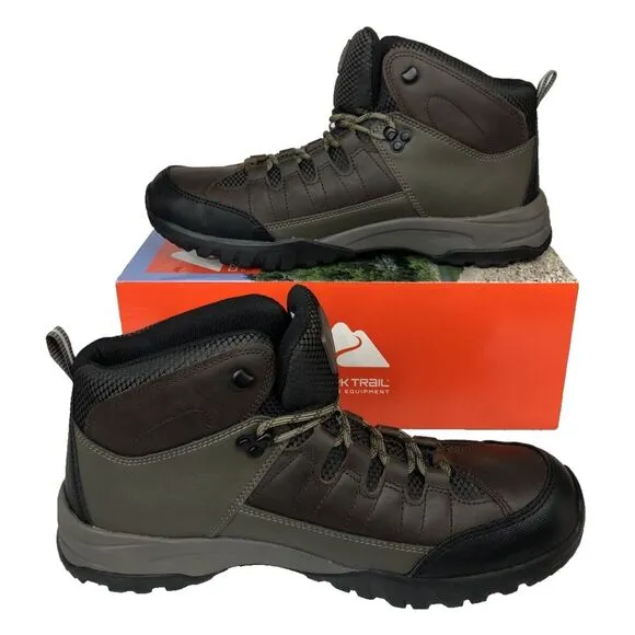 Ozark Trail Men's Meadows Waterproof Brown Leather Hiking Work Boots Size 9.5