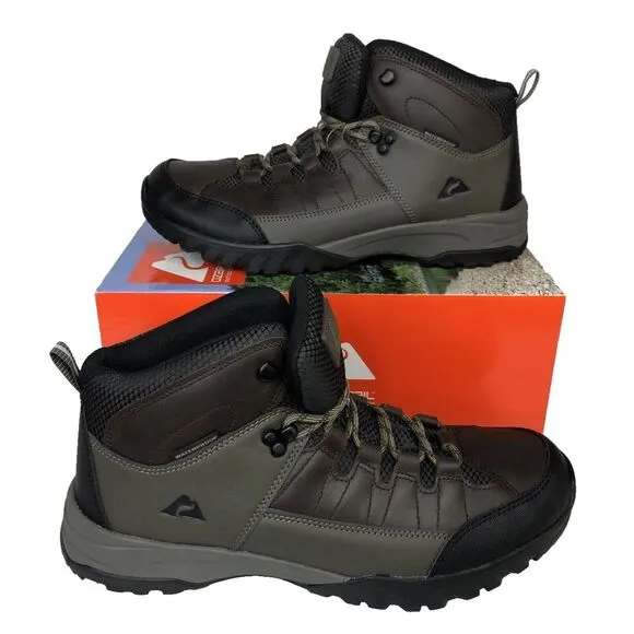 Ozark Trail Men's Meadows Waterproof Brown Leather Hiking Work Boots Size 9.5