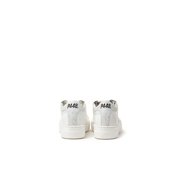 P448 Leather Buckle Strap Ankle Boots Women White Sneakers