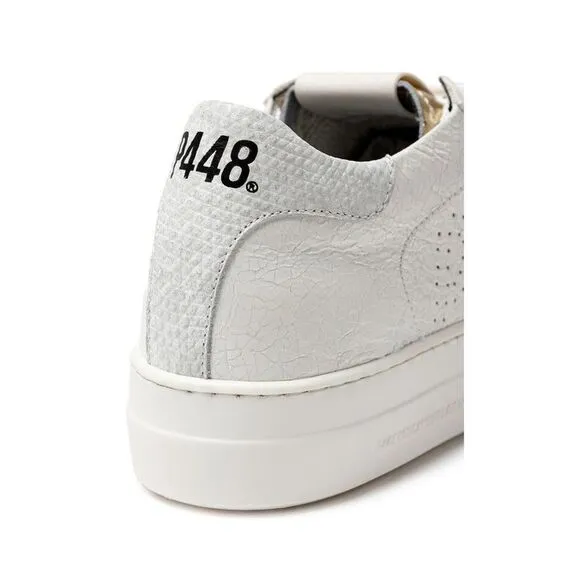 P448 Leather Buckle Strap Ankle Boots Women White Sneakers