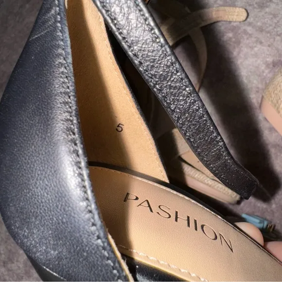 Pashion Footwear Women’s 5 Black Tan Heels to Flats Shoes Set Lot