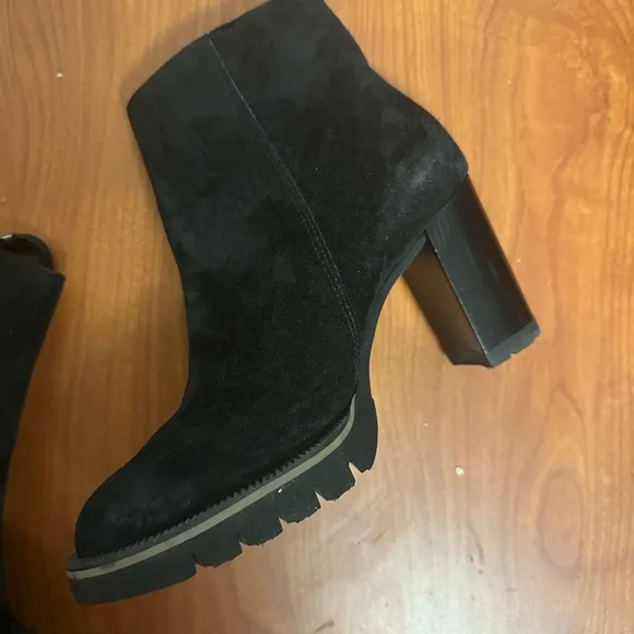 PAUL GREEN Sloane Lug Sole Bootie Black Suede PLATFORM Shoes Heeled Size 6 3.5