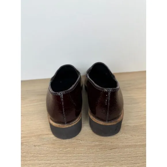 Paul Green Women's Size 6 Brown Natasha Crinkled Leather Slip On Loafers Shoes