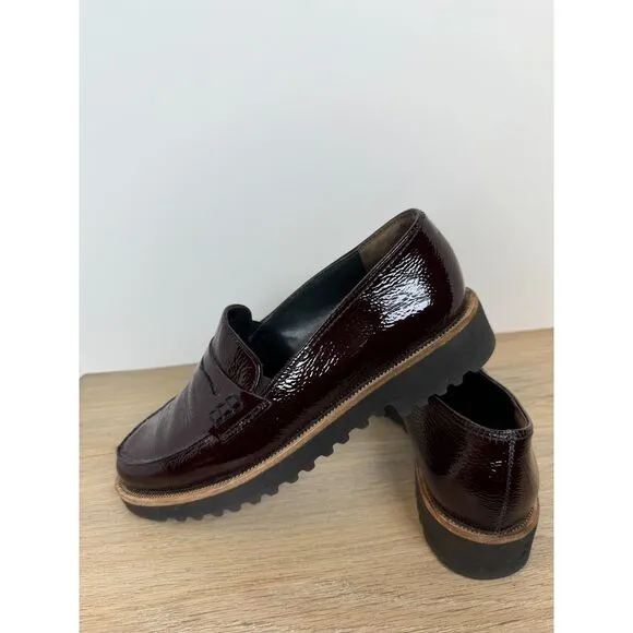 Paul Green Women's Size 6 Brown Natasha Crinkled Leather Slip On Loafers Shoes