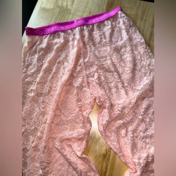 Peach rose lace gothic Knickers pants festival dress skirt retro 80’s rockabilly