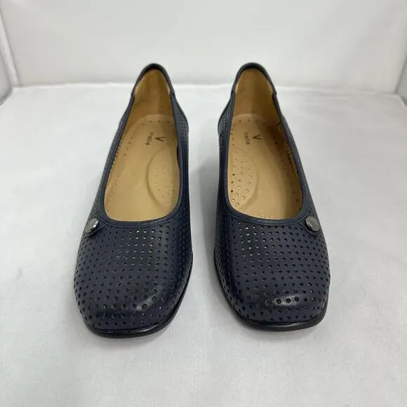 Perforated Navy Blue Wedge Shoes (7)