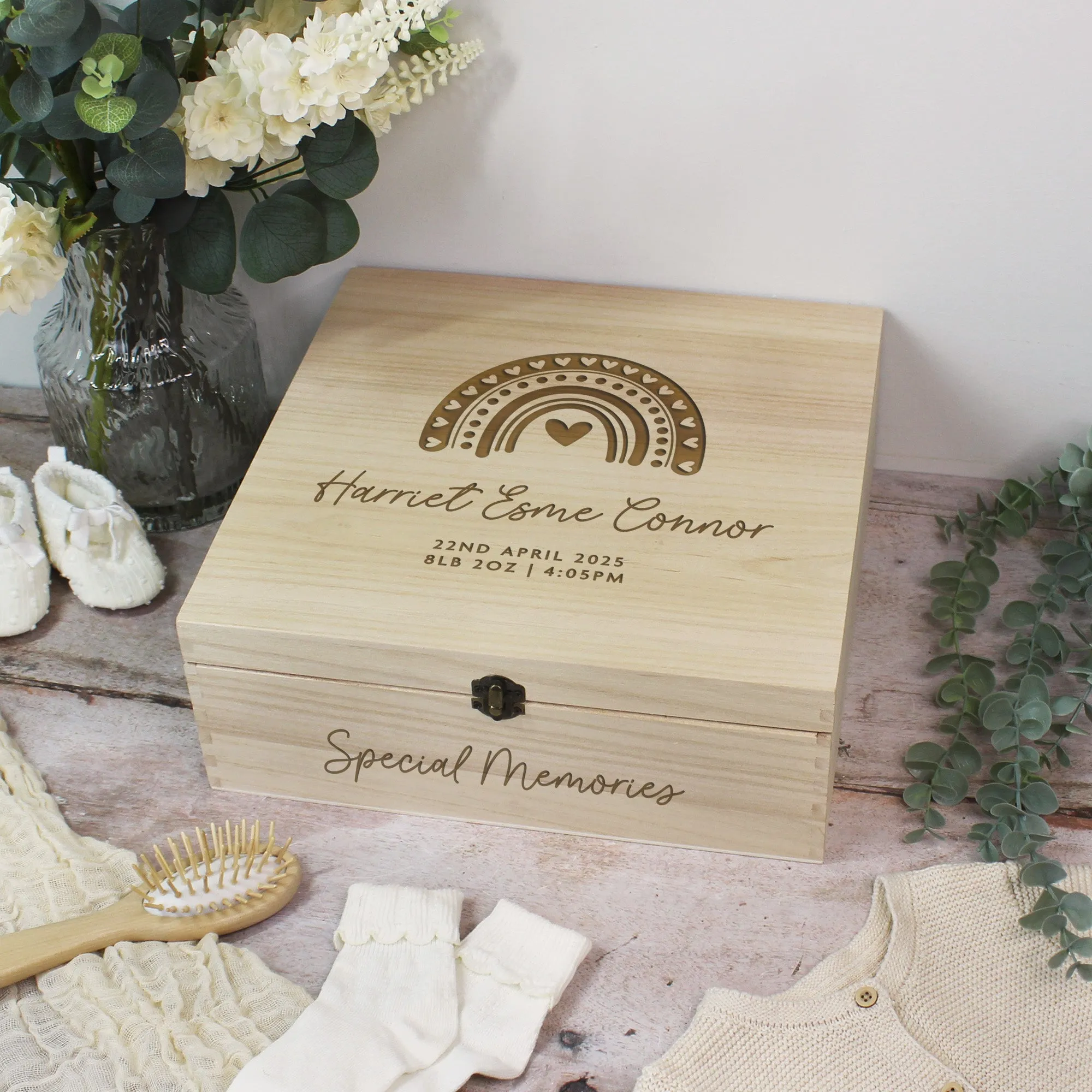 Personalised New Baby Wooden Keepsake Box in 6 Sizes