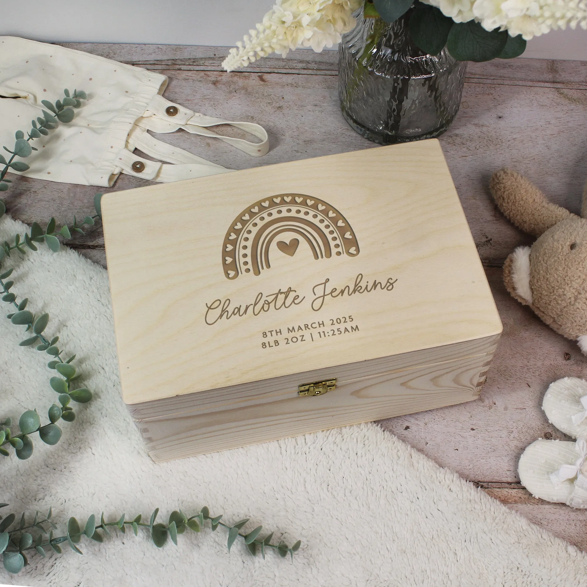Personalised New Baby Wooden Keepsake Box in 6 Sizes