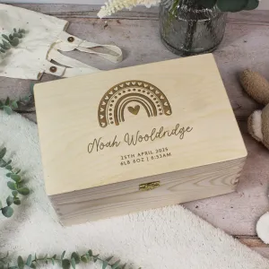 Personalised New Baby Wooden Keepsake Box in 6 Sizes