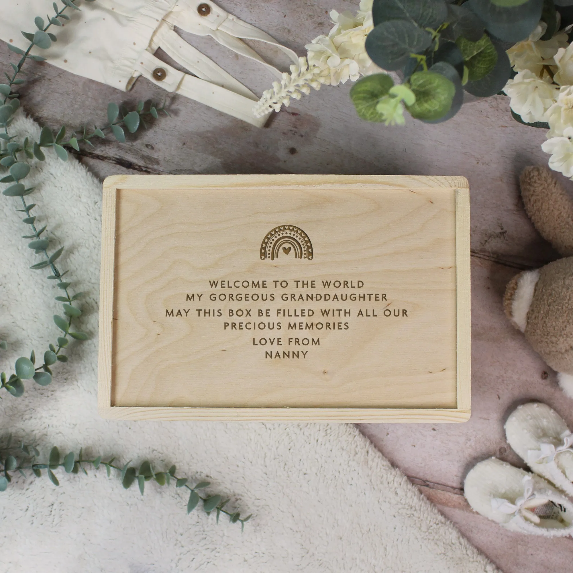 Personalised New Baby Wooden Keepsake Box in 6 Sizes