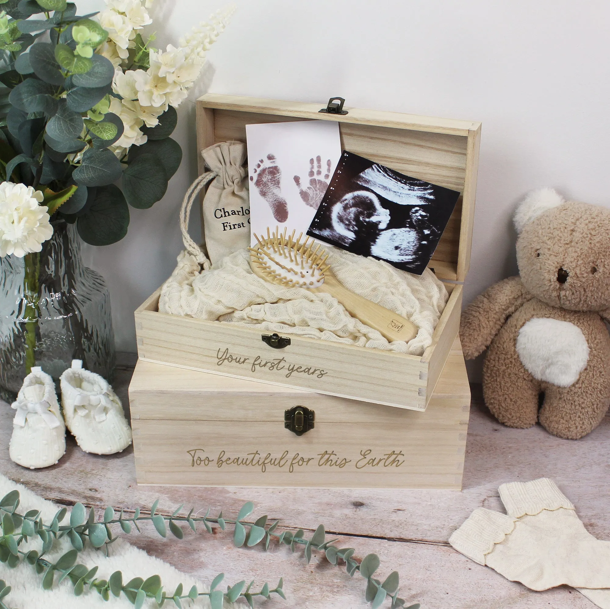 Personalised New Baby Wooden Keepsake Box in 6 Sizes
