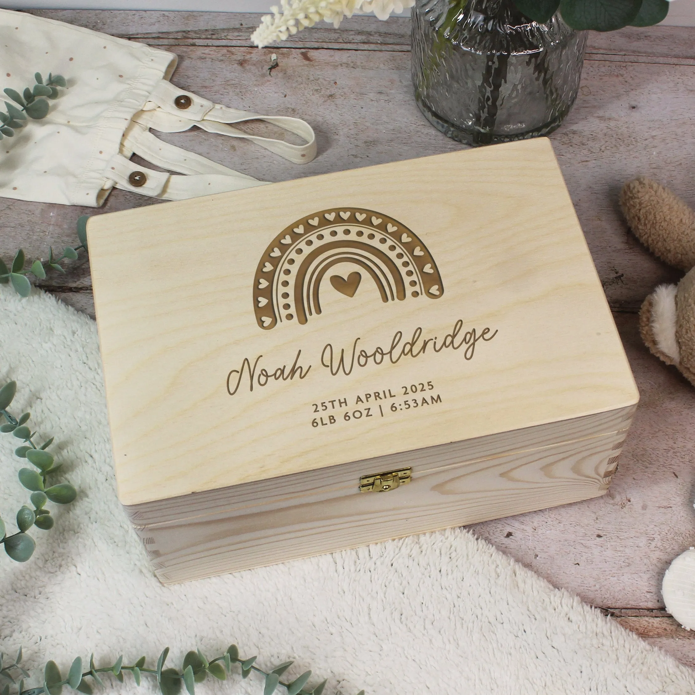 Personalised New Baby Wooden Keepsake Box in 6 Sizes