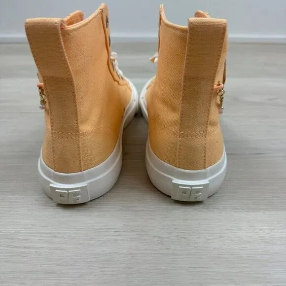 PF Flyers Embellished All American Hi Top Canvas Sneakers Womens 7.5 Orange
