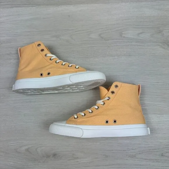 PF Flyers Embellished All American Hi Top Canvas Sneakers Womens 7.5 Orange