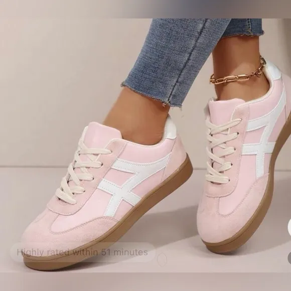 Pink and White Women's Sneakers