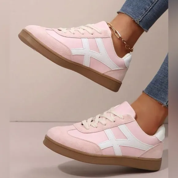 Pink and White Women's Sneakers