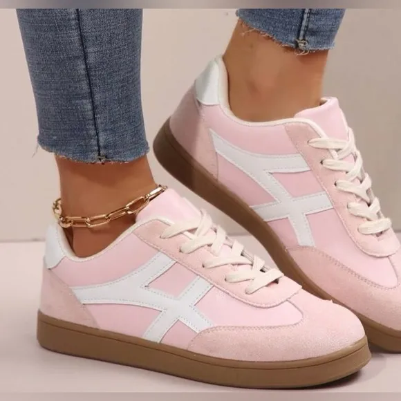 Pink and White Women's Sneakers