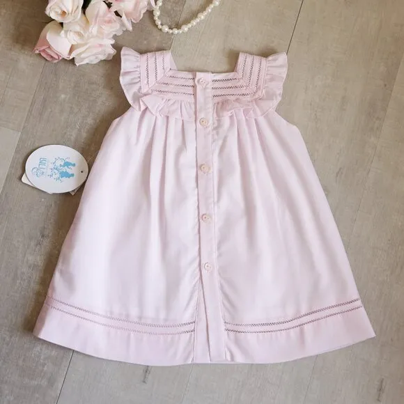 Pink Dress Bonnet Bloomer Set Flutter Sleeves Heirloom Details Boutique NWT