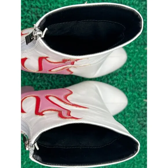 Pink Platform Boots Women‎ 70s Rock Disco Party exotic dancer Faux Leather Ankle