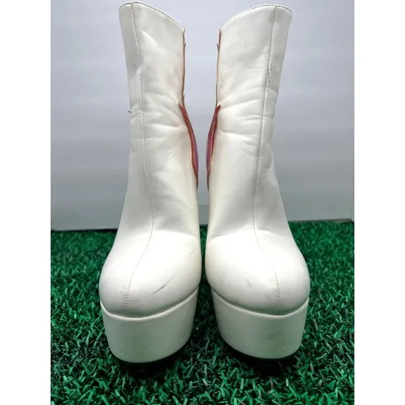 Pink Platform Boots Women‎ 70s Rock Disco Party exotic dancer Faux Leather Ankle
