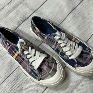 Plaid Canvas Sneakers with White Laces
