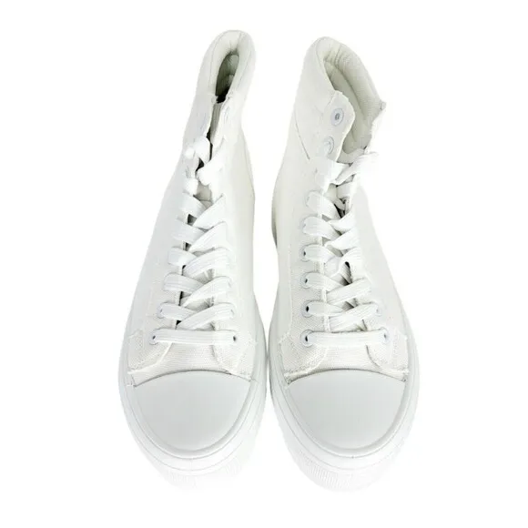 Platform High-Top Skate Sneaker White Canvas Lace-up Women's Size 9 NEW Shein