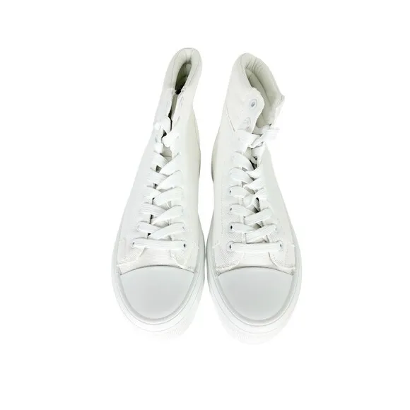 Platform High-Top Skate Sneaker White Canvas Lace-up Women's Size 9 NEW Shein