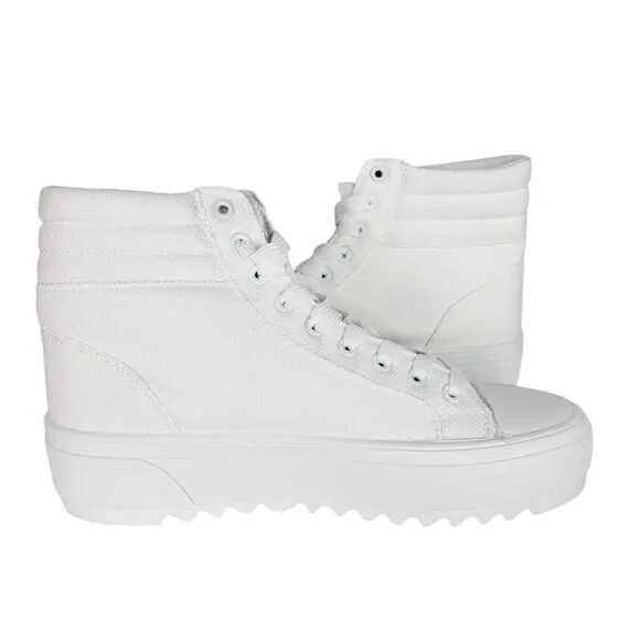Platform High-Top Skate Sneaker White Canvas Lace-up Women's Size 9 NEW Shein