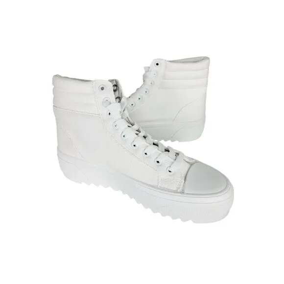 Platform High-Top Skate Sneaker White Canvas Lace-up Women's Size 9 NEW Shein