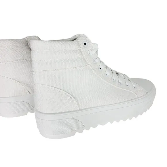 Platform High-Top Skate Sneaker White Canvas Lace-up Women's Size 9 NEW Shein