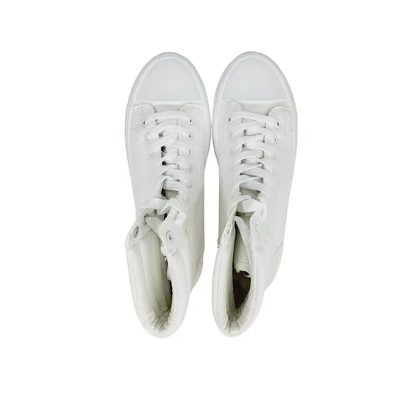 Platform High-Top Skate Sneaker White Canvas Lace-up Women's Size 9 NEW Shein