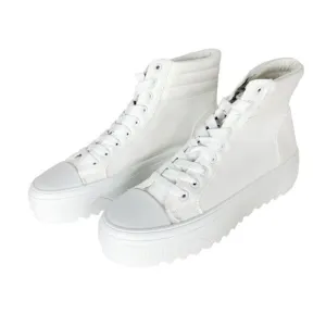 Platform High-Top Skate Sneaker White Canvas Lace-up Women's Size 9 NEW Shein